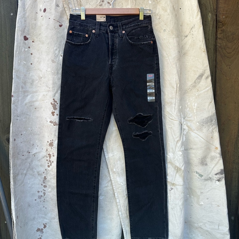 Levi's 501 distressed denim jeans